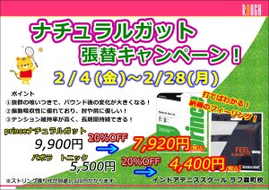 2/4（金）～2/28(月）ナチュラルガット張替キャンペーン！