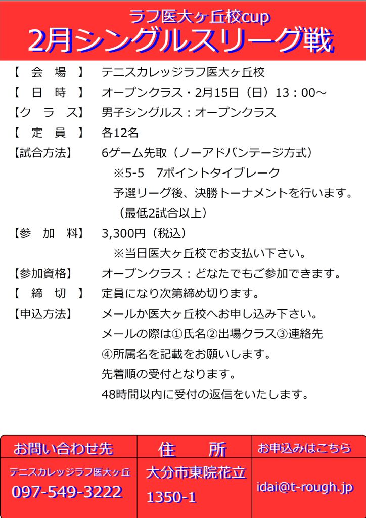 2月シングルスリーグ戦オープンクラスのサムネイル